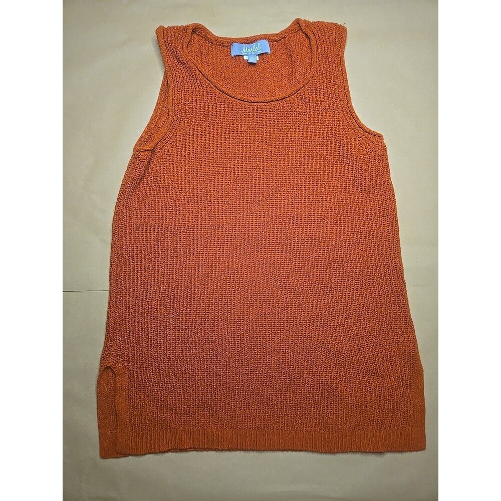 Marled Reunited Knit Sleeveless Sweater Tank Top Breatheable Rustic Orange M